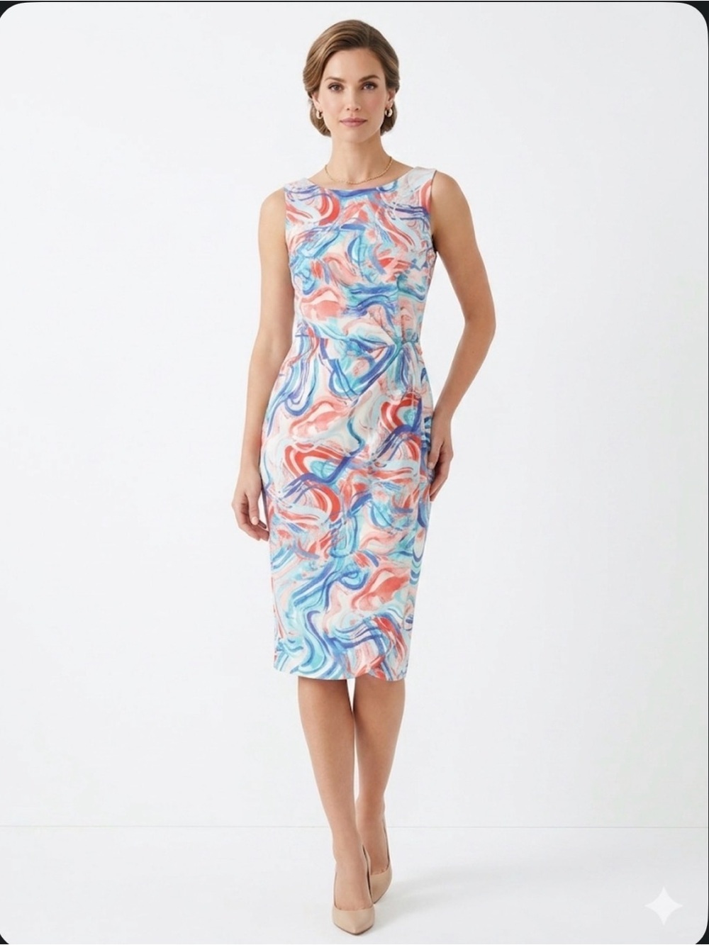Tahari ASL Women’s Dress Size 6 Multicolor Abstract Print Sleeveless